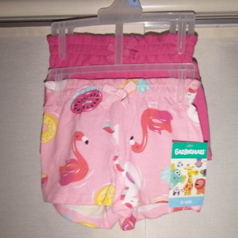 GARANIMALS baby girl 2 shorts size 3/6 month pink & light pink unicorns K-017